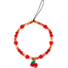 Cherry Phone Charm Strap, Red Beaded Cherry Phone Charm Cute Cell Phone Lanyard