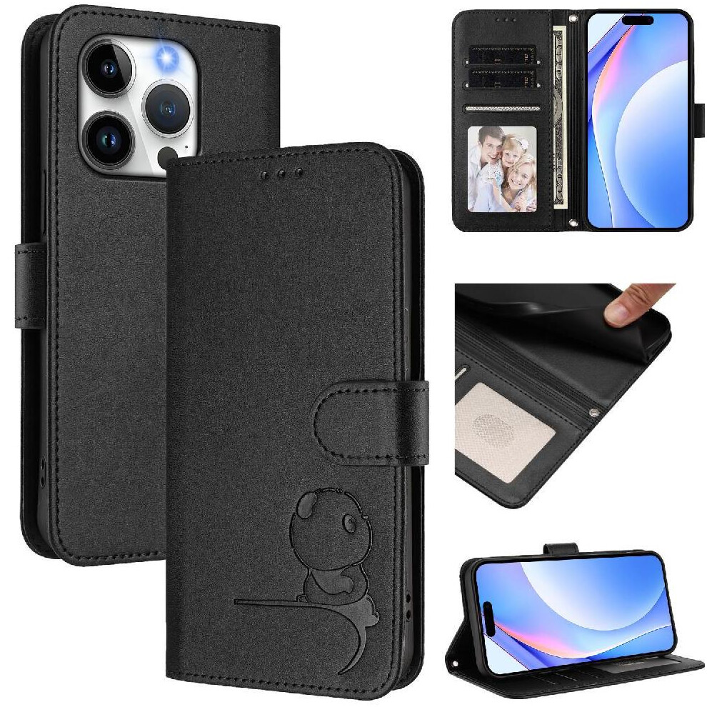 Photos - Case  Phone  for iphone 15 Pro Max Flip Folio Pu Leather Rfid Blocking Magnetic Card Slots Holder Kickstand(Black)