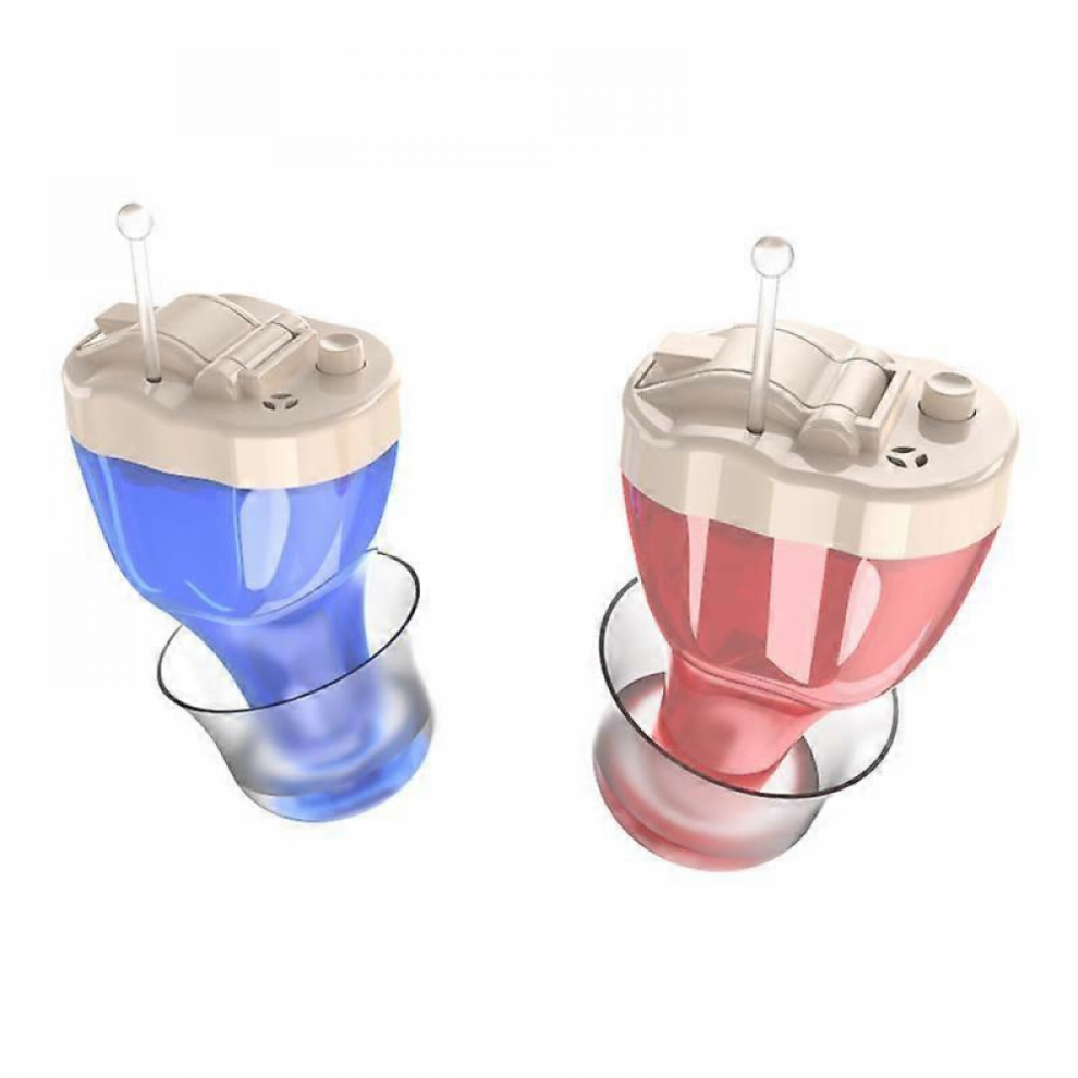 Red/Blue (Left+Right Blue)Digital Smart Noise Uction Cic Hearing Aid Adjustable Sound Amplifier Compatible The Elderly