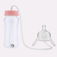 Newborn Baby Feeding Bottle Long Straw Hands-free Feeding With Long Straw pink