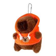 Lovely Plush Hoodies Capybara Keychain Pendant Bag Fashion Women Backpack Handbag Charm Pendant Lovely Decoration Orange