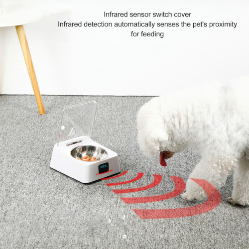Cat Food Bowls With Automatic Open Cover Infrared Sensing Insects Prevention 1