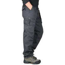 (Grey, UK L=Tag XL) Men's Cargo Pants Tactical Pants Multi-pocket Long Pants Leisure Work Pants