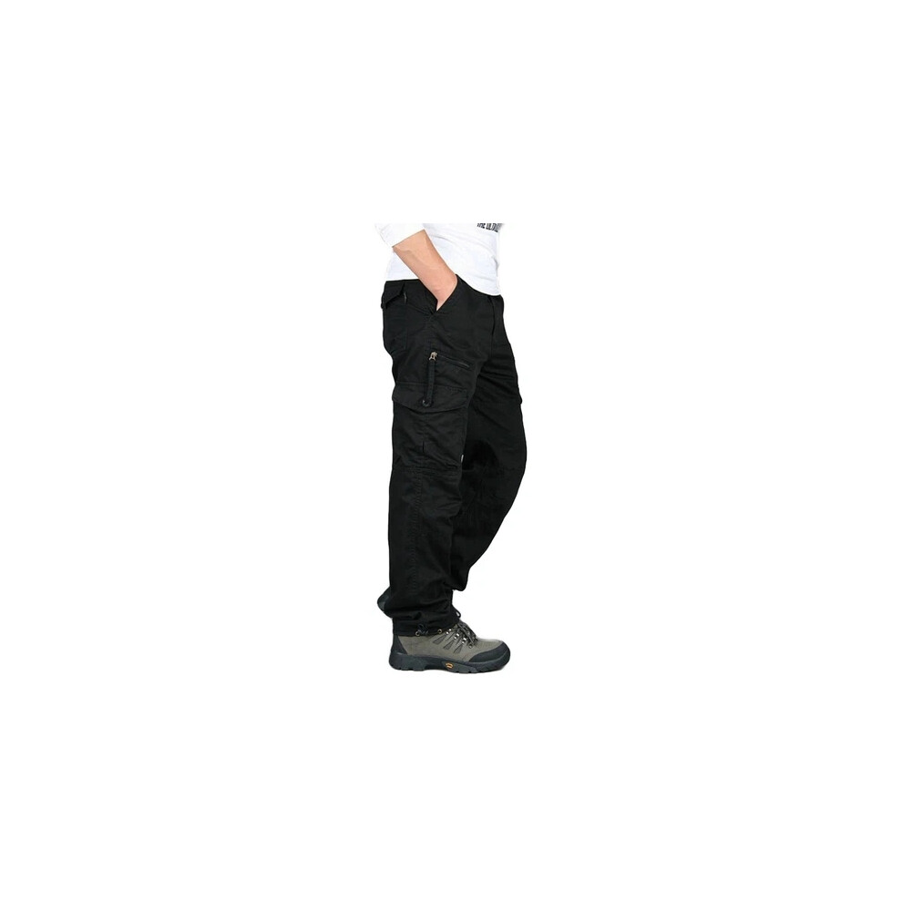 (Black, Uk 3XL=Tag 4XL) Men's Cargo Pants Tactical Pants Multi-Pocket Long Pants Leisure Work Pants 6964350101166
