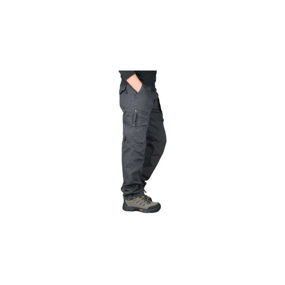 (Grey, Uk 3XL=Tag 4XL) Men's Cargo Pants Tactical Pants Multi-Pocket Long Pants Leisure Work Pants 6964350101234