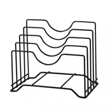 Chopping Board Storage Rack Iron 4 Slots Integrated Pot Lid Holder for Kitchen Countertop ,Black