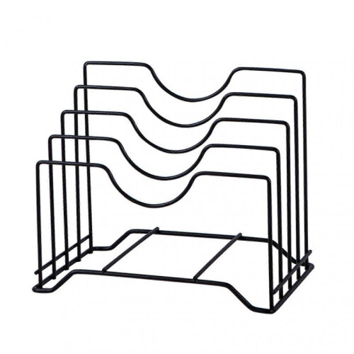 Chopping Board Storage Rack Iron 4 Slots Integrated Pot Lid Holder for Kitchen Countertop ,Black