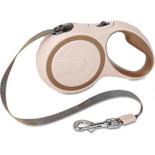 Retractable Dog Leash, One Button Brake and Lock, Tangle-Free 360 Extendable Leash with High Density Nylon Braided Tape(M, Brown)