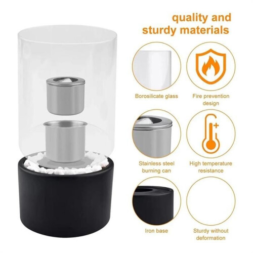 Small table fireplace, portable mini alcohol fireplace for indoor use, smoke-free, black 1