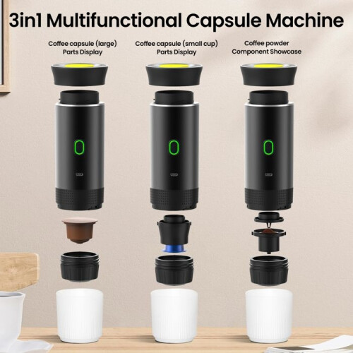 Portable coffee maker, 12V espresso machine, electric heating, USB charging function, for car and camping 1
