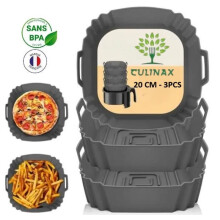 CulinaX - 3 pieces silicone baking mat, Airfryer accessories, reusable silicone baking paper for Airfryer without