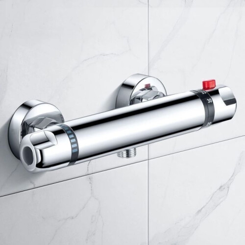 Thermostatic shower mixer for wall mounting - Gray - Chrome - Single hole mounting G1/2 - Bath
