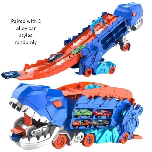 2-in-1 Folding Dinosaur Carrier, Competition Game, Die-cast Dinosaur Toy, + 4 Carts 1