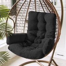 Hanging chair cushion cover, Replacement cushion for outdoor swing, Removable and washable, Black