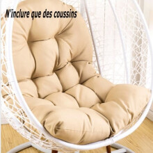 Hanging egg chair cushion with headrest, washable, thick, outdoor, 120 x 80 cm, khaki