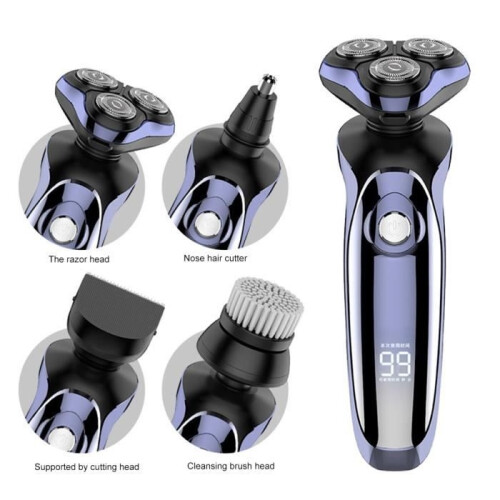 Men's Electric Shaver, 4D Floating Rotary Blade, Cordless, IPX7 Waterproof, LCD Display, USB Charging Function 1
