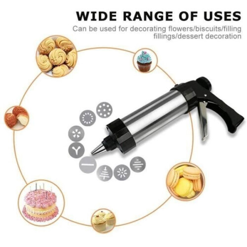 Stainless Steel Cookie Press, Professional Cookie Machine, Cake Decorating Tool, 8 Discs 2