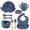 Baby suction cup plate, 8-piece silicone tableware set with suction cup, spoon and fork, cup and bib 1