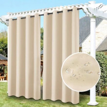 Outdoor curtain - Beige - 132x244cm - UV protection - Waterproof - Blackout