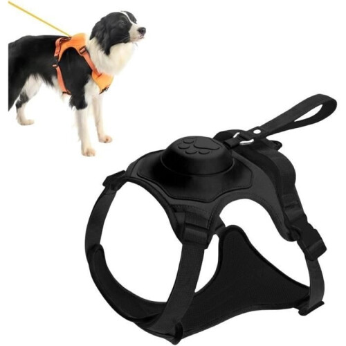 Anti-pull harness - Not specified - Model L - Black - Comfortable and breathable - Integrated retractable leash
