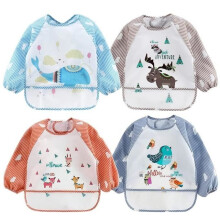 4-pack waterproof long-sleeved bibs, painting apron for children from 6 months to 3 years