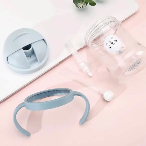ABIL 250ml weighted cup with weighted straw and spill-proof handle for baby changing table 1