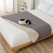 Waterproof dog blanket 100 x 127 cm, durable sofa and bed protector, non-slip blanket, light gray