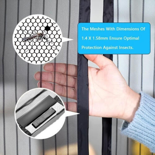 Magnetic screen for balcony/patio doors, 70 x 210 cm, no drilling required, black 2