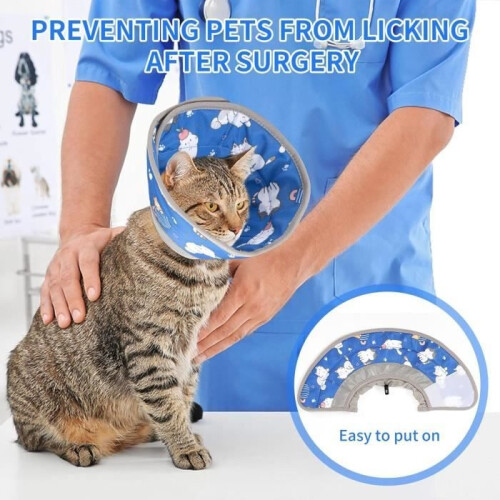 Anti-lick cat collar, adjustable anti-scratch collar, soft post-operative collar, Elizabeth collar, size M 2