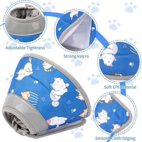 Anti-lick cat collar, adjustable anti-scratch collar, soft post-operative collar, Elizabeth collar, size M 1
