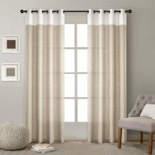 Linen blackout curtain - white - 132x244cm - rings