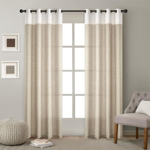 Linen blackout curtain - white - 132x244cm - rings