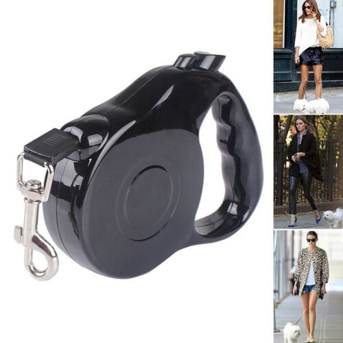 Retractable leash - Noname - 5 m - Nylon - Black - For medium-sized dogs