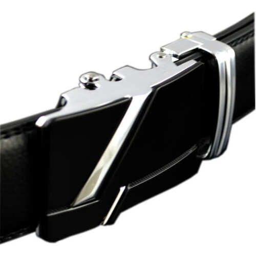 Luxury black leather belt for men, with official automatic buckle 1