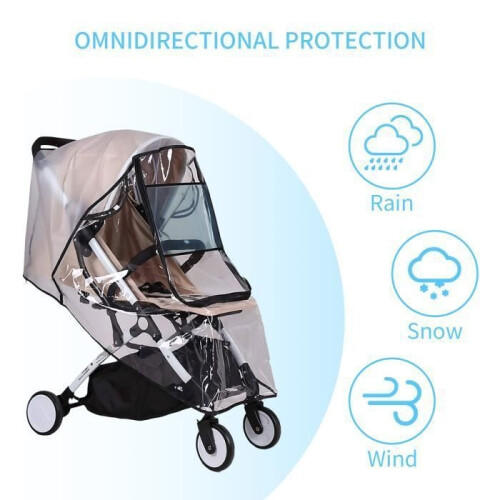 Universal transparent rain cover for strollers, waterproof and durable, protection against rain and wind. 2