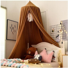 Baby bed canopy with round dome-shaped mosquito net – Brown – Height: 2.5 m