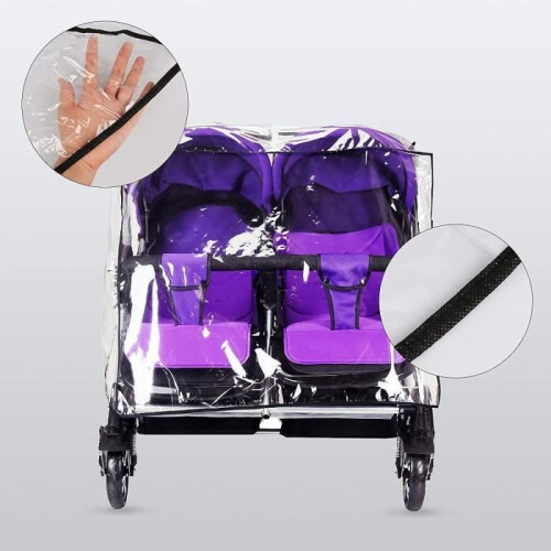Universal Double Stroller Rain Cover, Double Stroller Rain Cover, EVA Waterproof Double Stroller Rain Cover [49] 2
