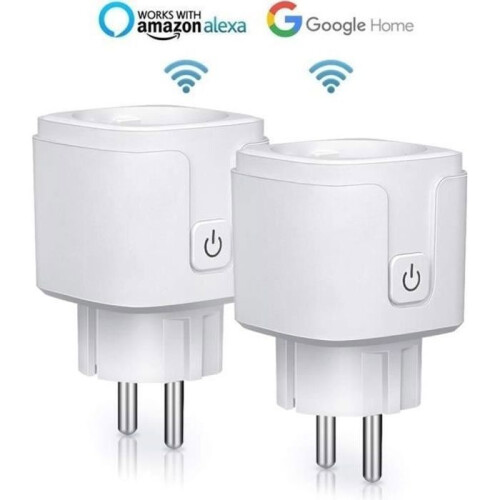 2-pack 16A Wi-Fi Smart Plug, compatible with Android iOS, Amazon Alexa, Google Home Assistant, programmable remote control app