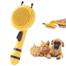 Dog and cat brush, massage comb and effective dead hair removal, one-touch design, for furry pets
