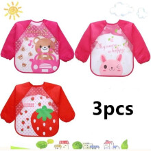 Baby bibs, waterproof, long sleeves, play apron, painting apron, baby bibs with long sleeves, 3-pack