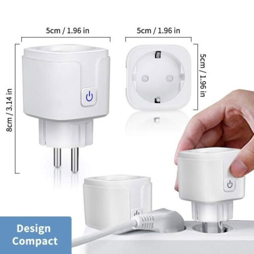 2-pack 16A Wi-Fi Smart Plug, compatible with Android iOS, Amazon Alexa, Google Home Assistant, programmable remote control app 1