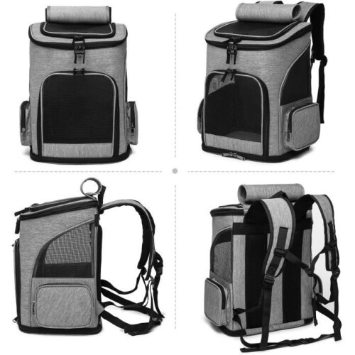 Dog/Cat Backpack, Breathable, Foldable Carrier for Small Animals, Gray 93 1