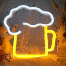 Enseignes de bire au non,Enseigne au non Nons LED Batterie et USB Neon Bar Signe Jaune Blanc LED Signes Dcor pour Chambre Mur Enseigne Au Non pour Nol