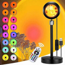 Lampe de coucher du soleil, lumire de projecteur de dcoration d'intrieur avec 16 couleurs 4 modes, cadeau de projection de lumire du soleil de lampe