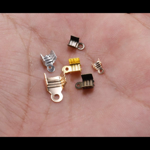 200 Stück 5 x 7,5 mm umklappbare Kordelenden, Kordelspitzen, Lederseil-Endkappen, Crimp 2