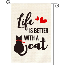 Das Leben ist besser mit einer Katze, doppelseitig, Gartenflagge, Dekoration für den Außenbereich