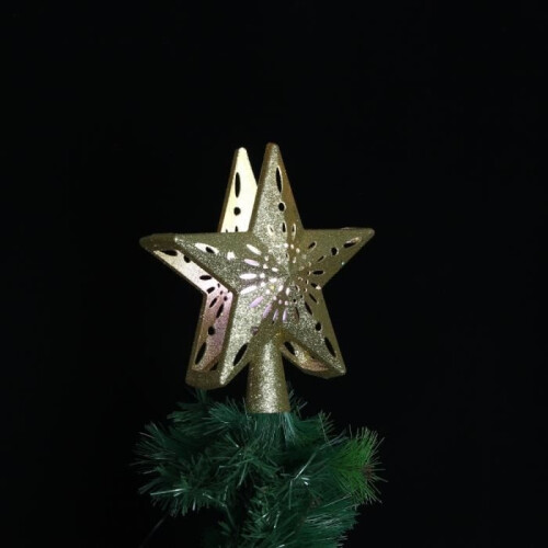 Star-shaped weapon with white LED projection and snowflake effect – gold 2