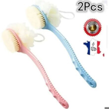 2-in-1 bath brush with soft bristles, ideal for men's and women's bathrooms (pink and blue)