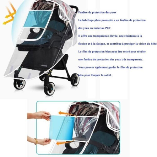 Universal transparent pram rain cover for all types of prams – size L – 2 2
