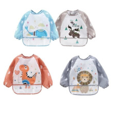4-pack waterproof long-sleeved bibs, painting and feeding aprons for babies from 6 months to 4 years